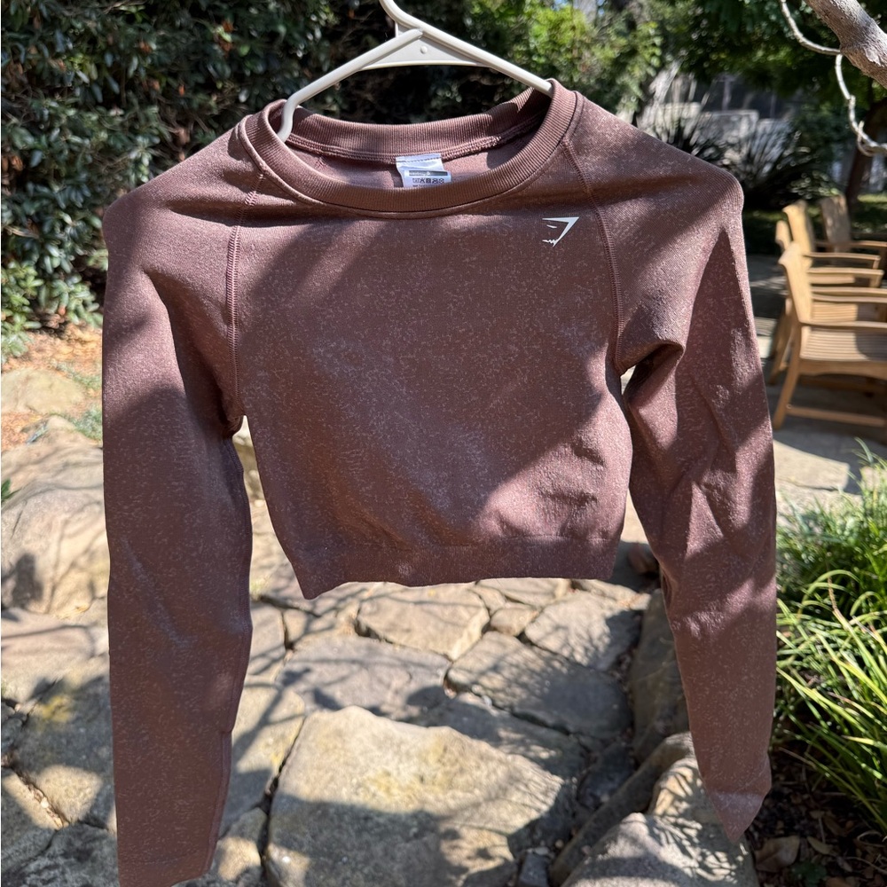 Gymshark Brown Fitted Cropped Long Sleeve